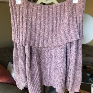 Rust off the shoulder sweater